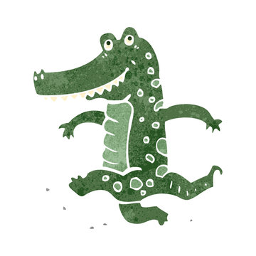 retro cartoon dancing crocodile