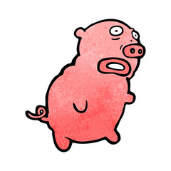 retro cartoon funny pig