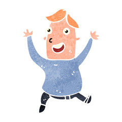 retro cartoon happy boy