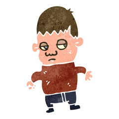 retro cartoon unhappy boy