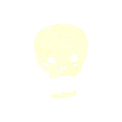 retro cartoon bright white skull
