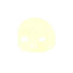 retro cartoon bright white skull