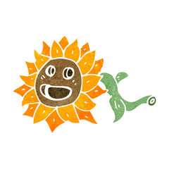 retro cartoon retro sunflower
