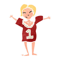 retro cartoon woman in sports top