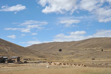 Fototapeta na wymiar Mountain Bolivian villages in the Altiplano