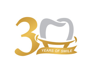 anniversary gold tooth logo 30