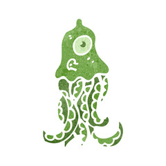 retro cartoon giant squid