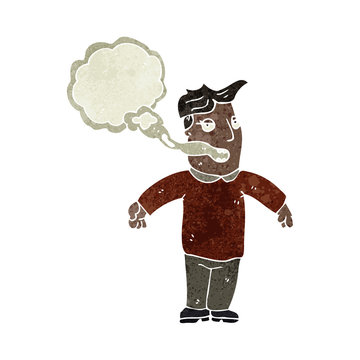 retro cartoon man with smoker's breath