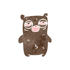 retro cartoon tired little bear