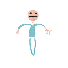 retro cartoon shrugging stick man