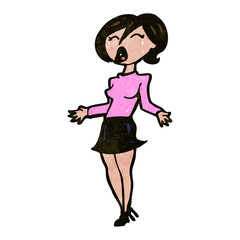 retro cartoon woman in short skirt