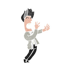 retro cartoon vampire hissing at sunlight