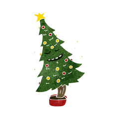retro cartoon christmas tree
