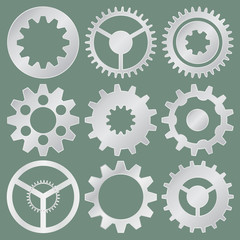 Vector collection of aluminum gear wheels