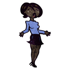 retro cartoon woman in short skirt