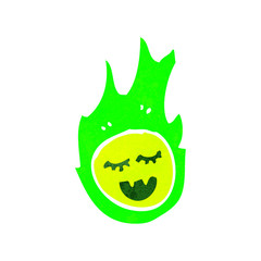 retro cartoon green fireball