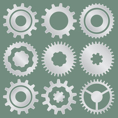 Vector collection of aluminum gear wheels