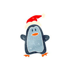 retro cartoon christmas penguin