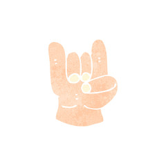 retro cartoon rock music hand symbol