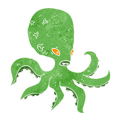 retro cartoon giant octopus