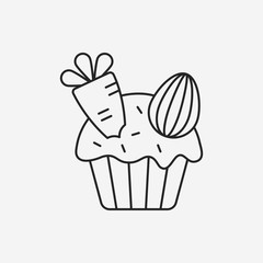easter cupcake line icon