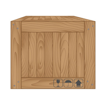 Vector of brown wooden box on white