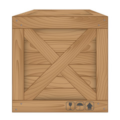 Vector of brown wooden box on white