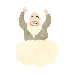 retro cartoon god on cloud