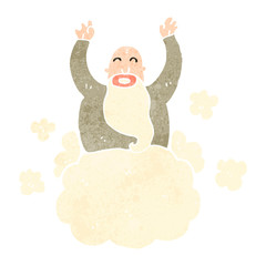 retro cartoon god on cloud