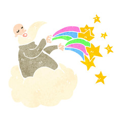 retro cartoon god on cloud