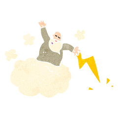 retro cartoon god on cloud