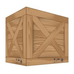 Vector of brown wooden box on white