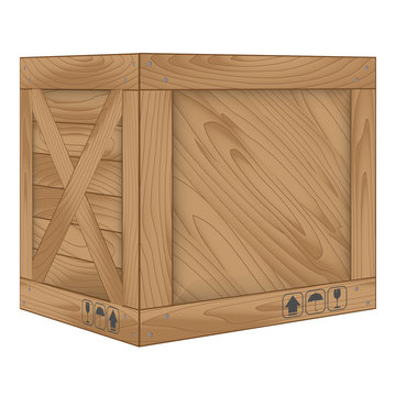 Vector of brown wooden box on white