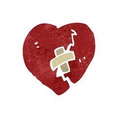 retro cartoon broken heart symbol