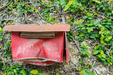 Old brick wall and mailbox