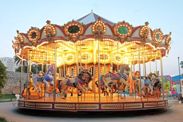 Peel and stick wall murals Amusement parc Vintage carousel