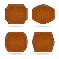 Set of leather  tag on white background