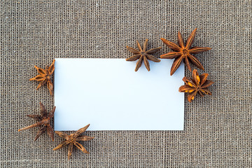 Blank paper anise on sacking