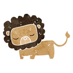 retro cartoon cute little lion