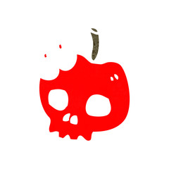 retro cartoon spooky skull apple symbol