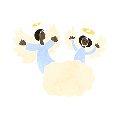retro cartoon angels on cloud