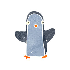 retro cartoon christmas penguin