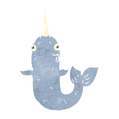 retro cartoon narwhal