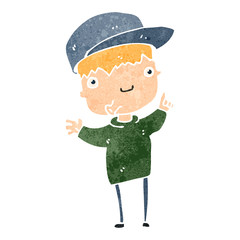 retro cartoon boy asking question