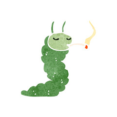 retro cartoon caterpillar smoking cigarette