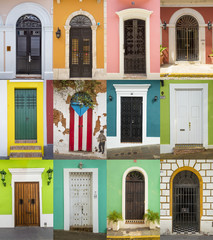 Doors of houses in San Juan, Puerto Rico - obrazy, fototapety, plakaty