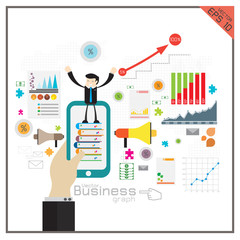 mobile design flat process business icon app graph map world