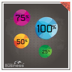 pie chart business button number percent map world
