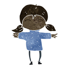 retro cartoon happy girl