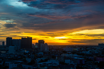 Fototapeta premium Zachód słońca niebo Zmierzch widok bangkok.